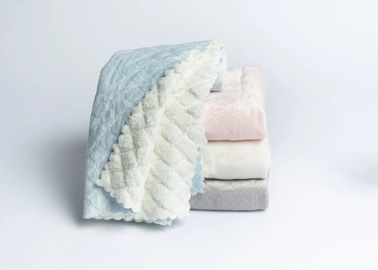 Nanas Quilted Plush Baby Blanket with Faux Sherpa Back