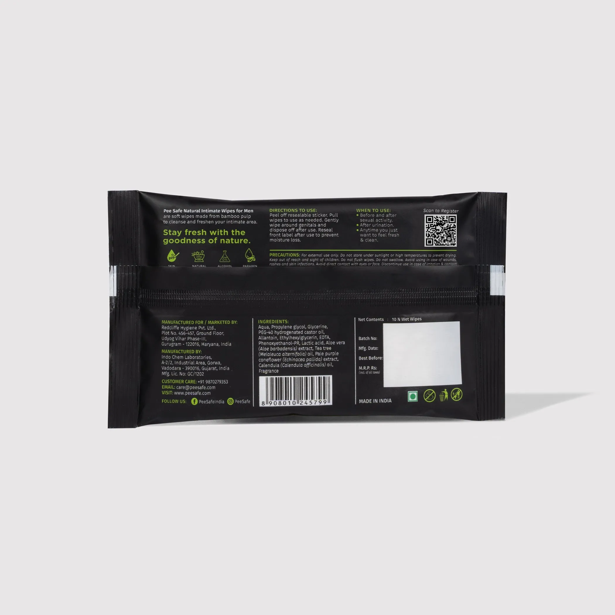 Natural Intimate Wipes For Men (10N)