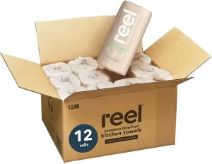 Premium Recycled Paper Towels, 12 Rolls, 2-Ply Eco-Friendly, Hypoallergenic and Zero Plastic Packaging