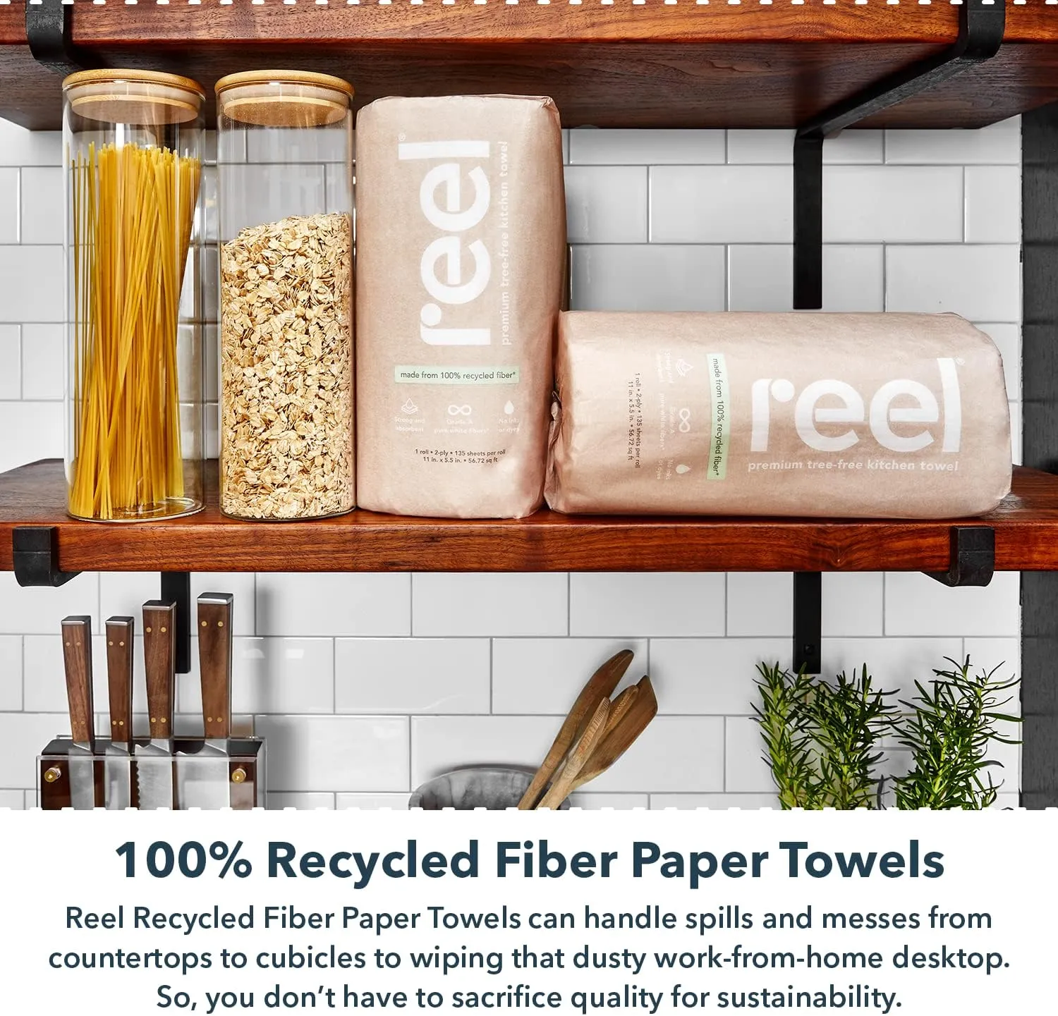 Premium Recycled Paper Towels, 12 Rolls, 2-Ply Eco-Friendly, Hypoallergenic and Zero Plastic Packaging