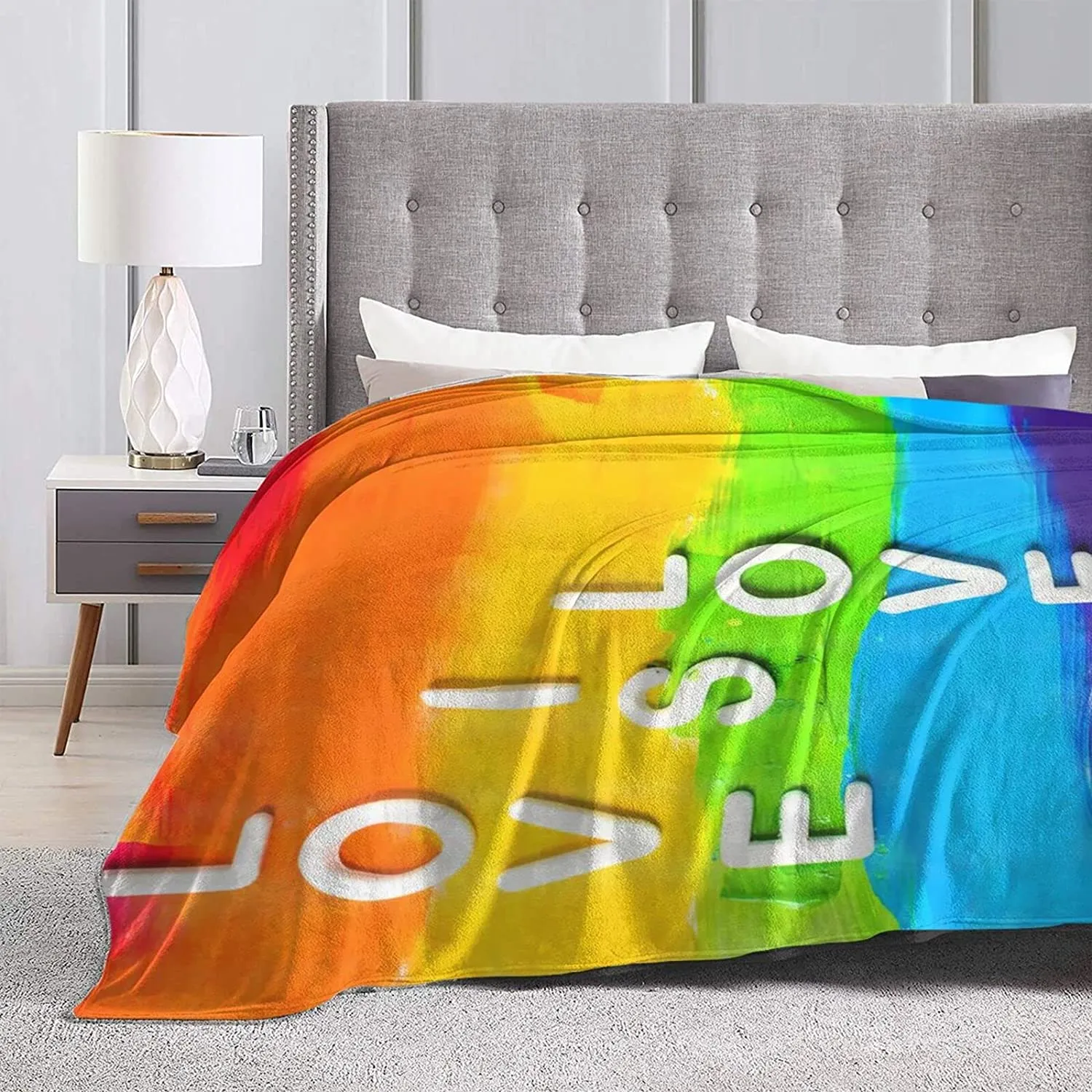 Rainbow Pride Blanket Lgbt Gay Pride Flag Rainbow Colors Stripe Throw Blanket Super Soft Warm, Pride Blanket