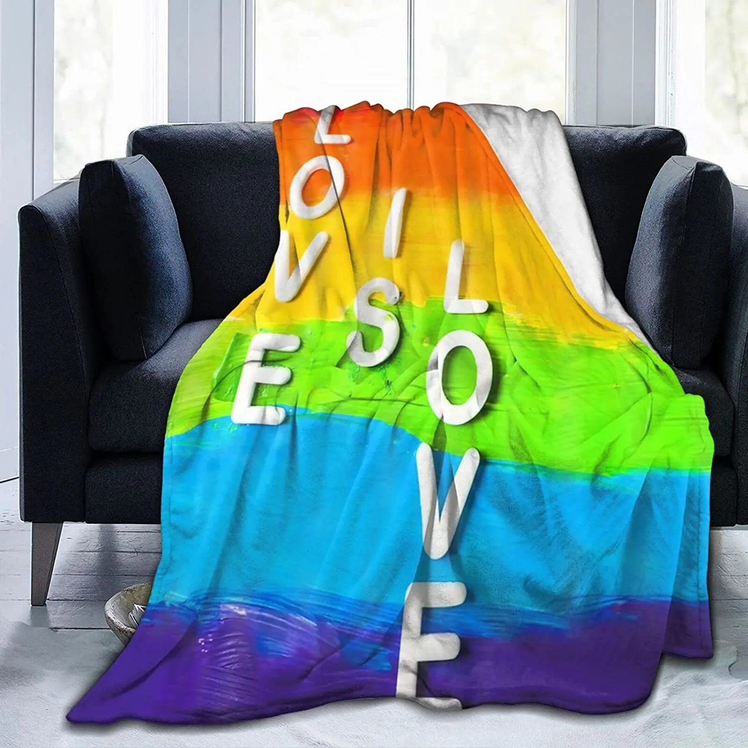 Rainbow Pride Blanket Lgbt Gay Pride Flag Rainbow Colors Stripe Throw Blanket Super Soft Warm, Pride Blanket