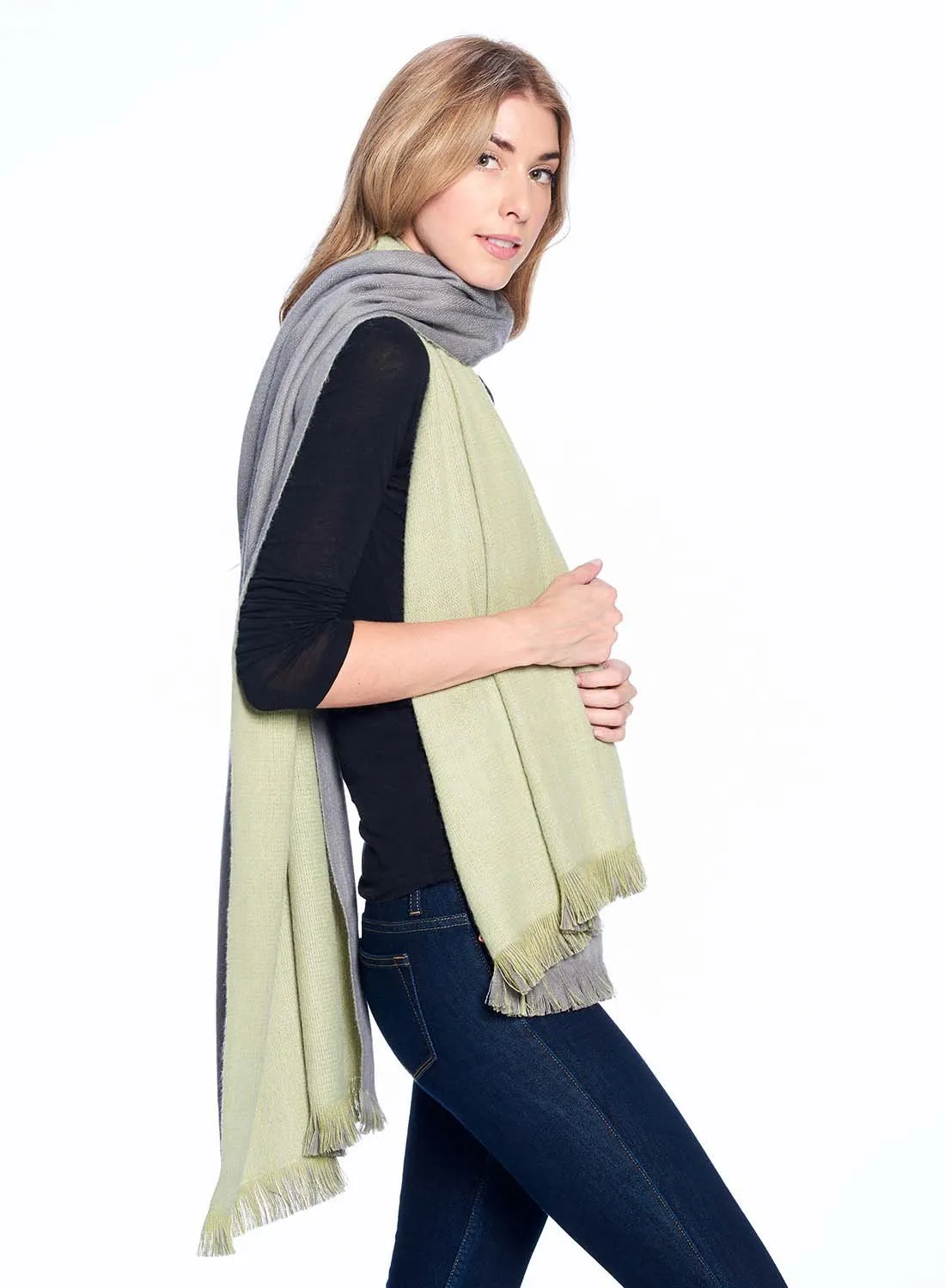 Reversible Alpaca  Wrap - Olive Branch