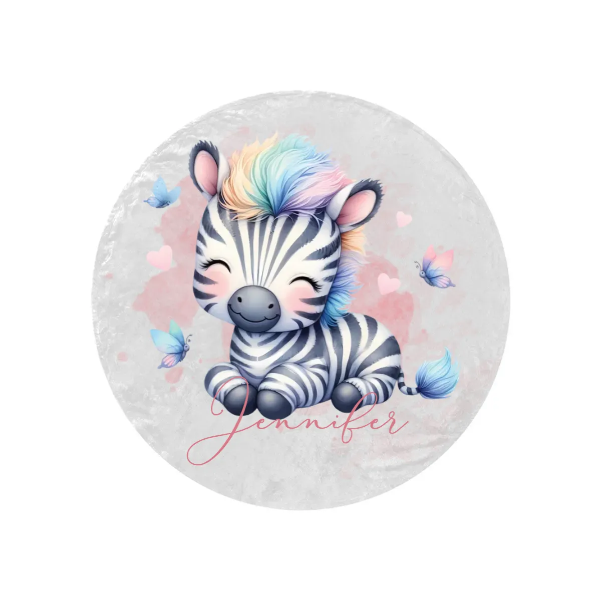 Round Blanket Personalised Zebra