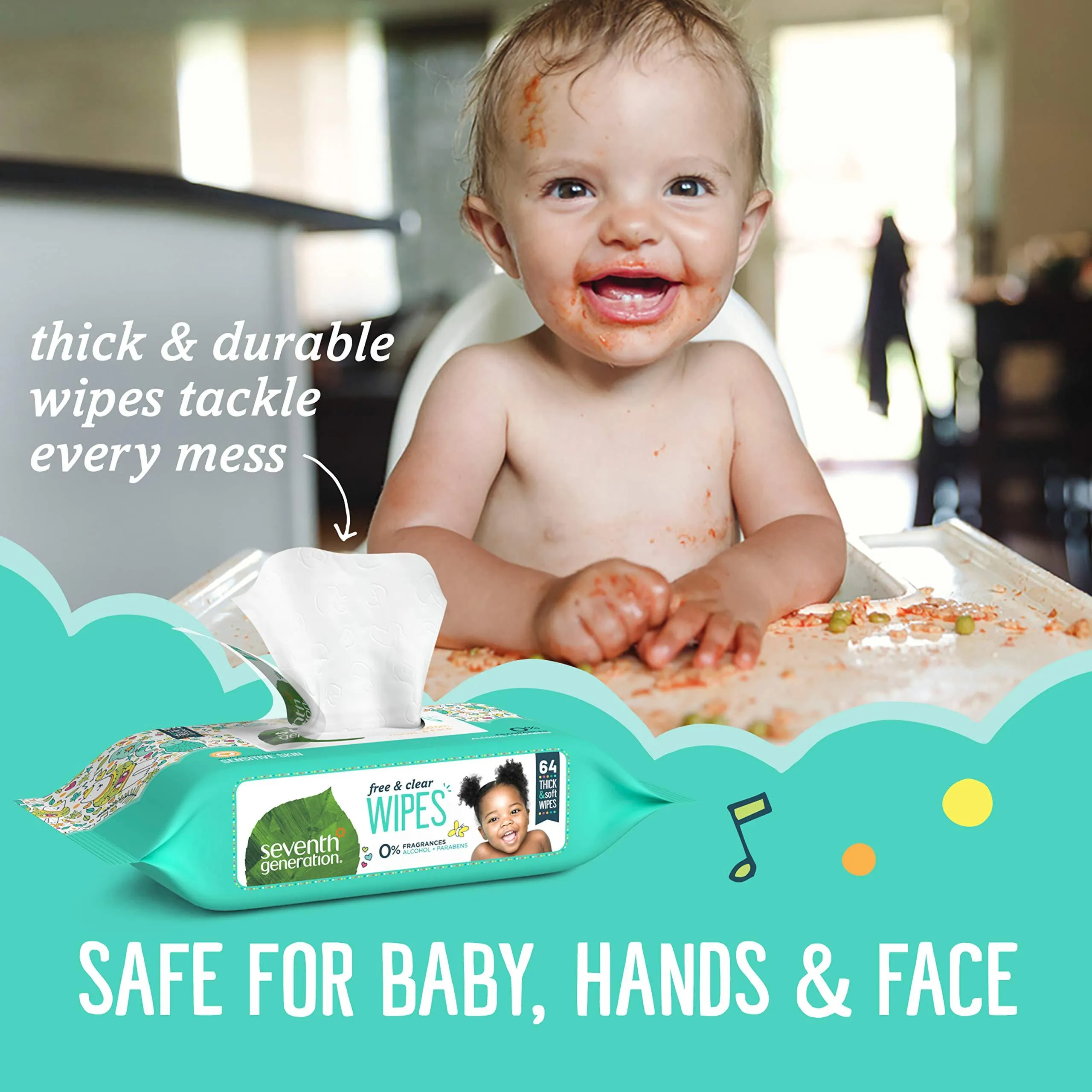 Seventh Generation Free and Clear Baby Wipes Widget (Bundle of 6)