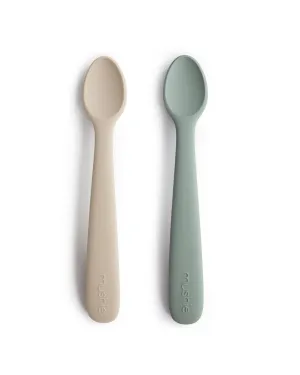 Silicone Feeding Spoons – Cambridge Blue   Shifting Sand