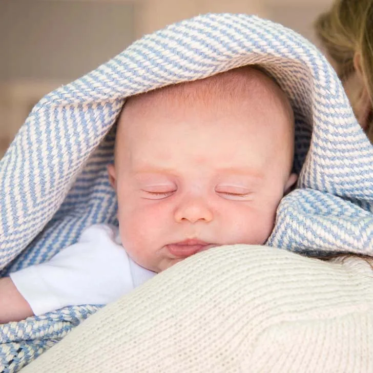 Sky Blue Handwoven Cotton Baby Blanket