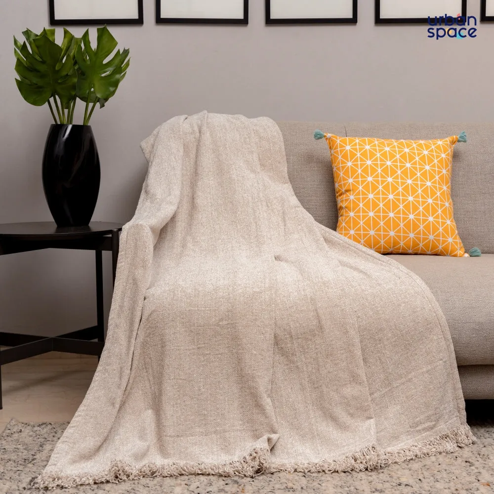 Soft Chenille Throw | Blanket for Sofa and Bed | Use For Picnic & Gifting - Beige