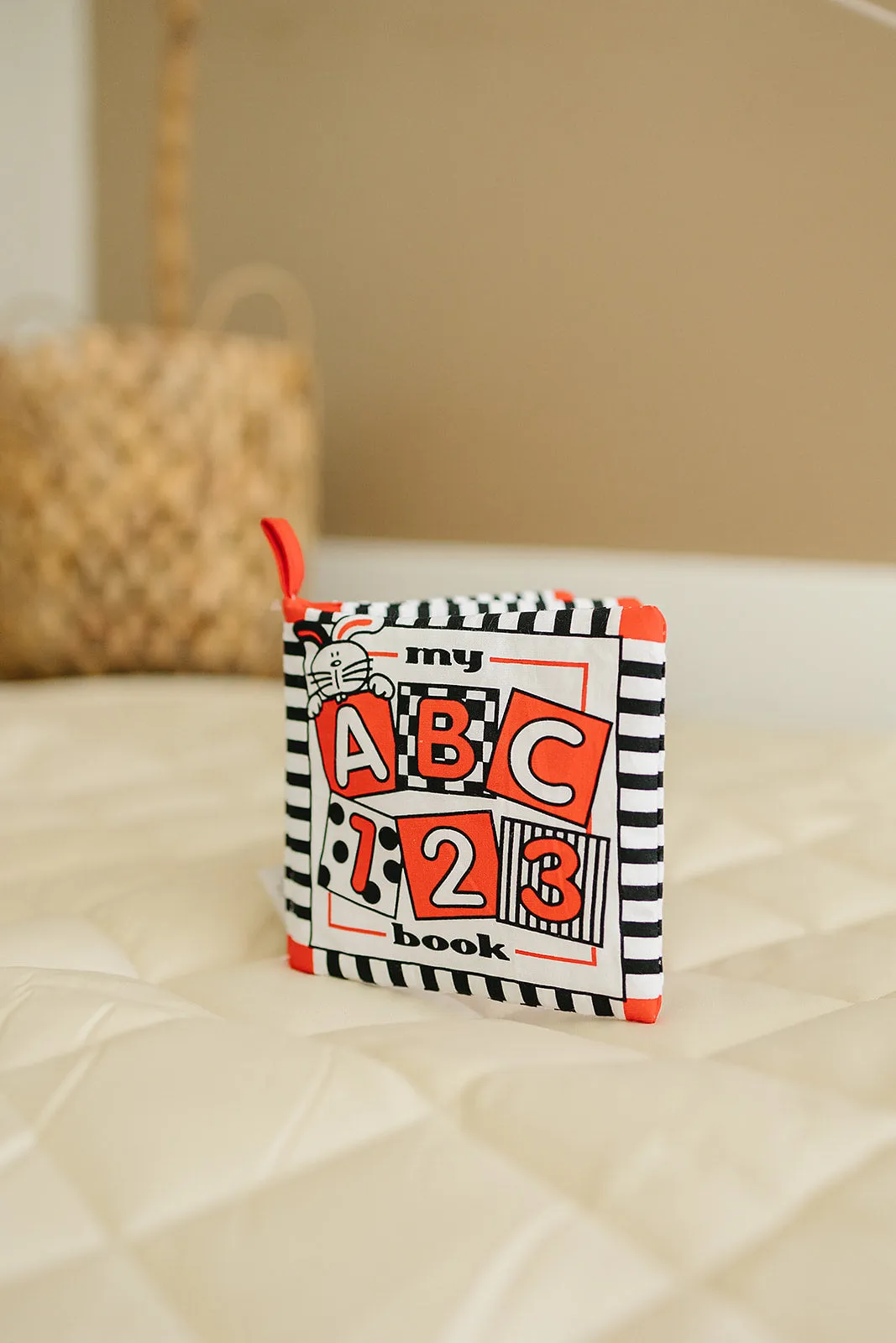 Soft Cloth Book of ABCs in High Contrast Black White Red