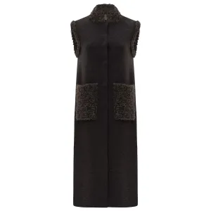 Stand Collar Midi Vest with Pockets - Anthracite