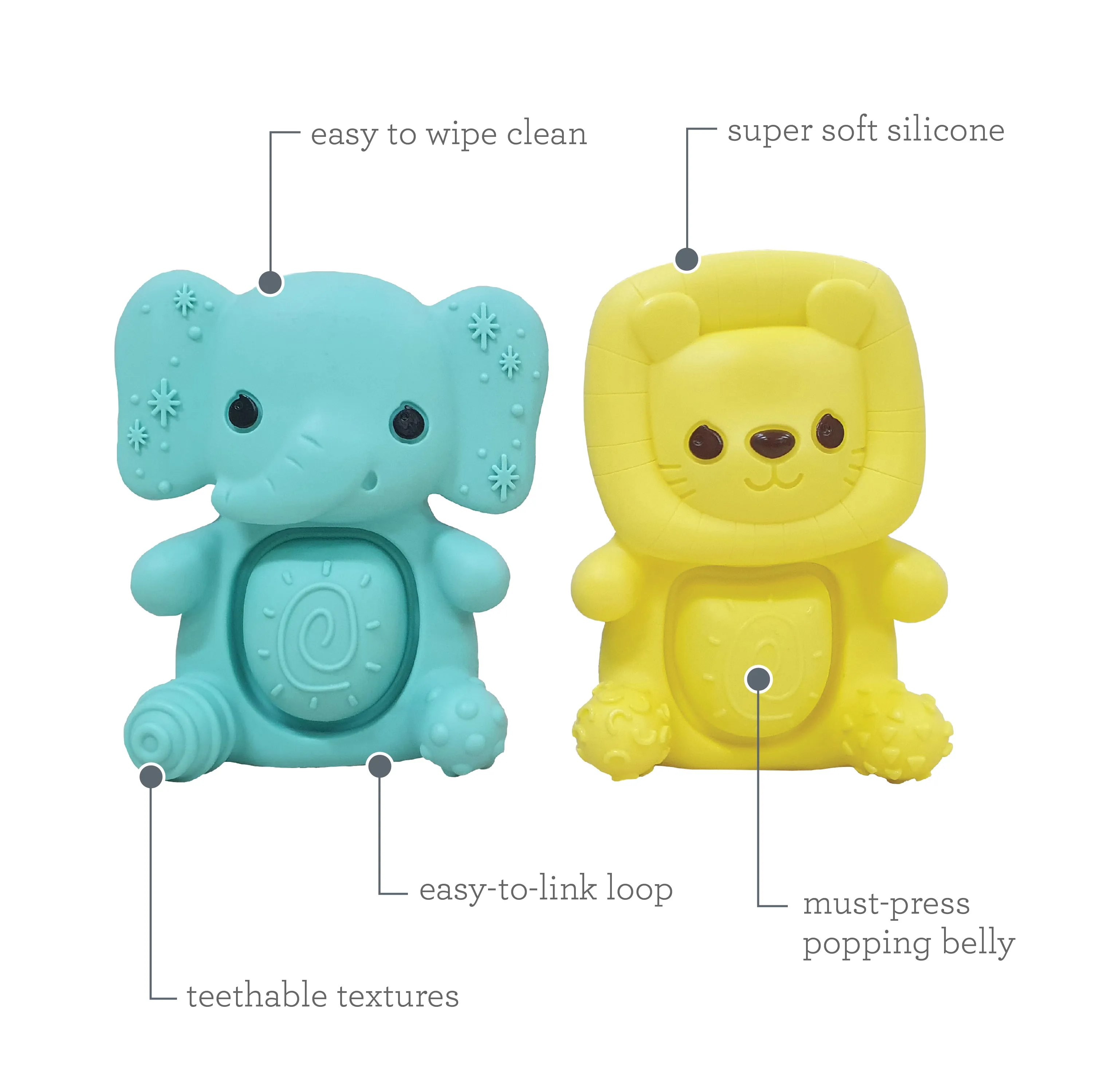 TEETHIMAL POP PALS Elephant & Lion