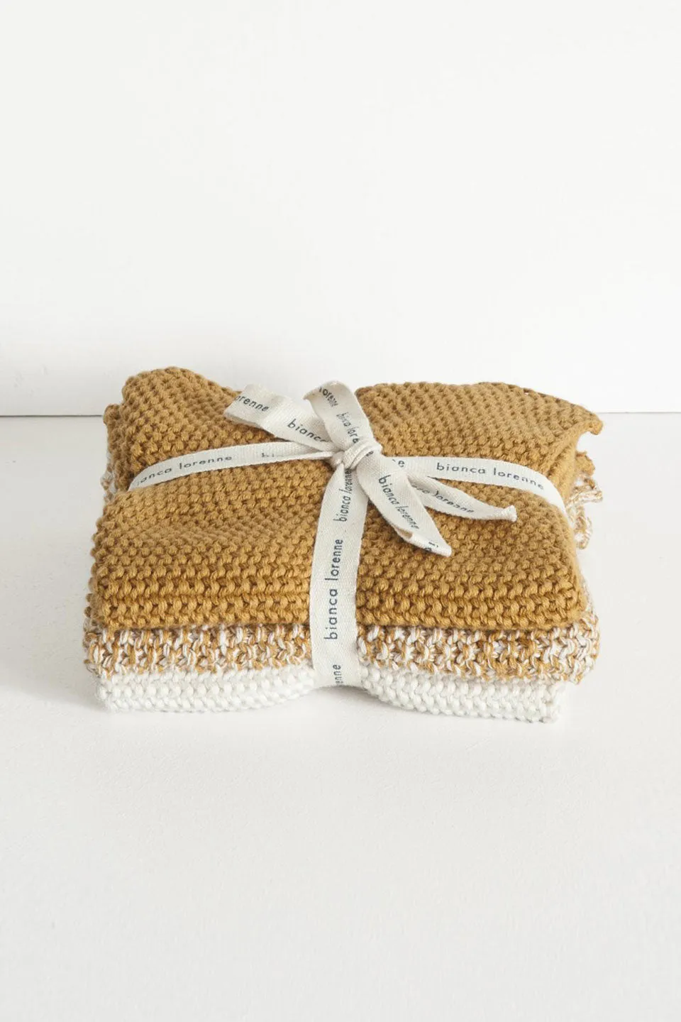 Textured Lavette Ochre Wash Cloths Set of 3