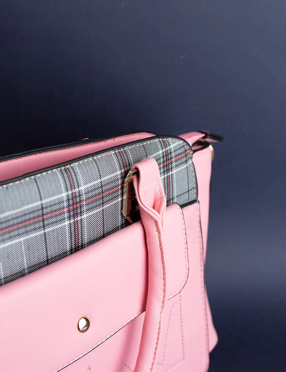 Two-Tone Plaid Handbag