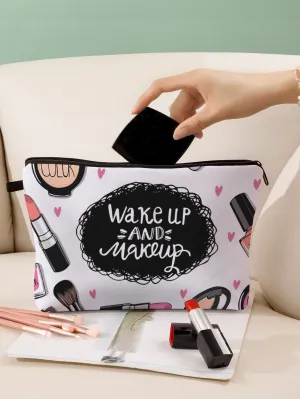 Wake Up and Makeup Cosmetics Bag Makeup Bag Cosmetic Organizer Toiletries Bag