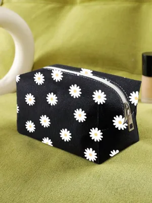 White Daisy Makeup Bag Cosmetic Organizer Toiletries Bag Makeup Organizer Zip