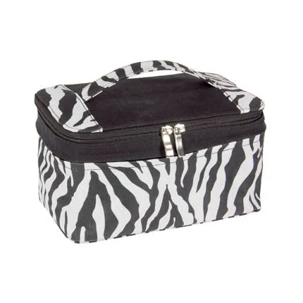 Zebra Print Expandable Bag with Portable Mirror